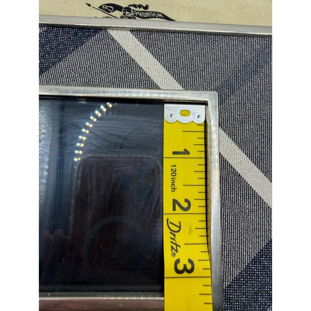 Burberry Prorsum Grey Check Square Picture Frame Silver Tone‎ Wood Back